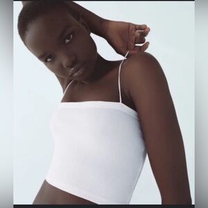 Zara NWT: White Ribbed Spaghetti tank/bandeau💘Med